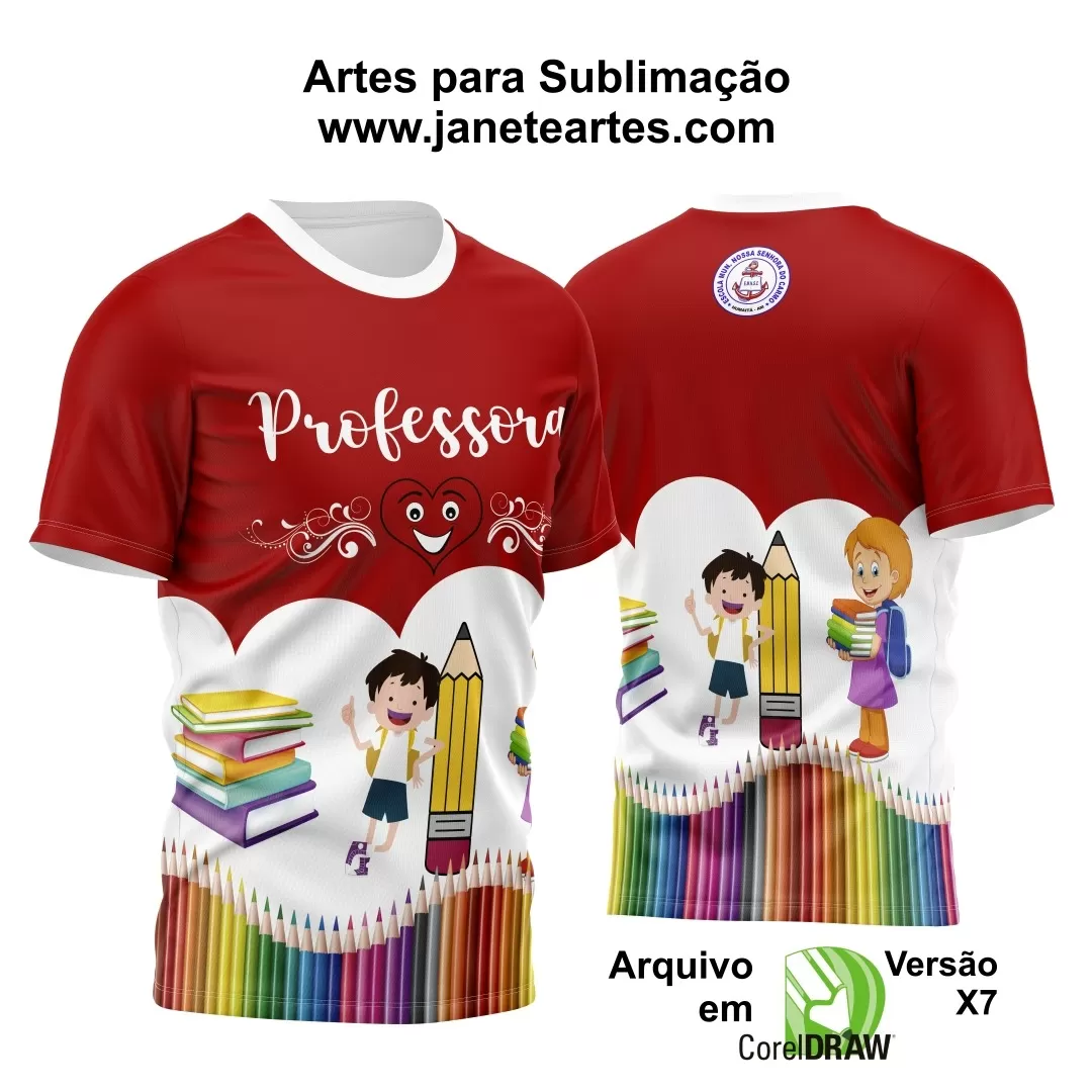 Arte Camisa Professora Crianças Lápis Vermelha