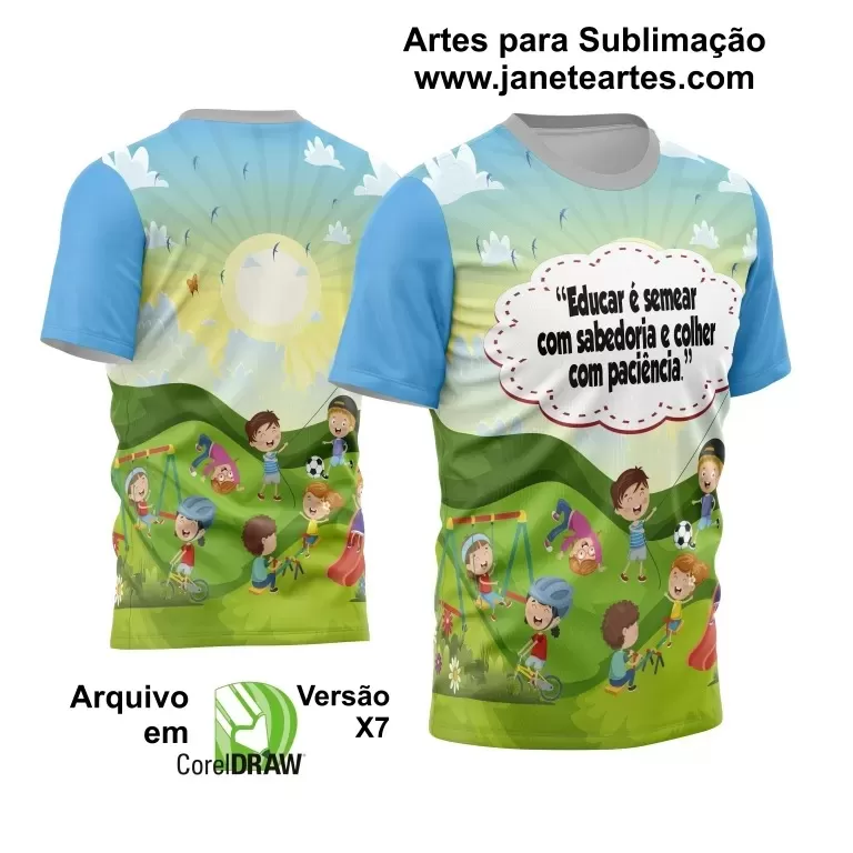 Arte Estampa Moderna para Camisas de Professoras - Coleção 2024 - Modelo 13