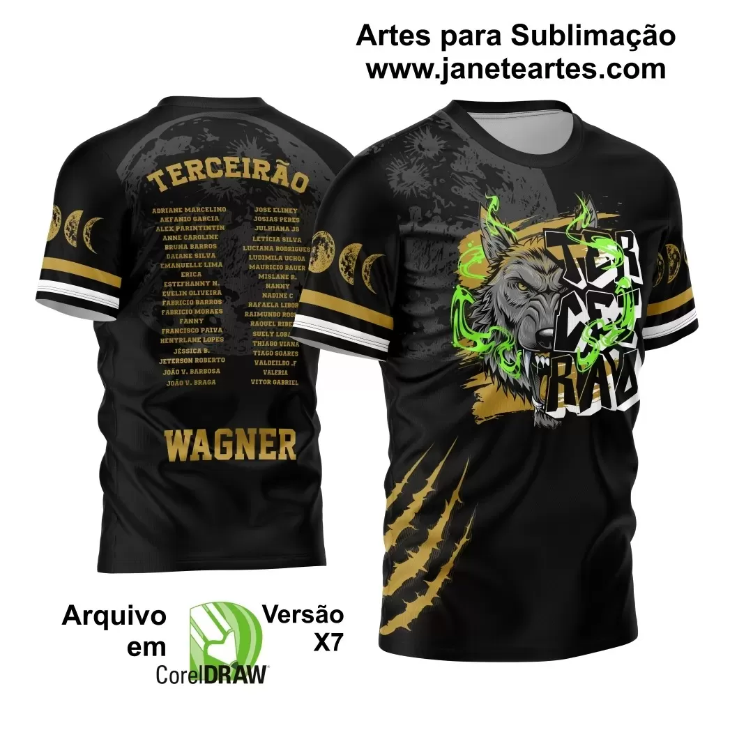 Arte Vetor Camisa Preta Terceirão 2024 Lobo Garra Dourada