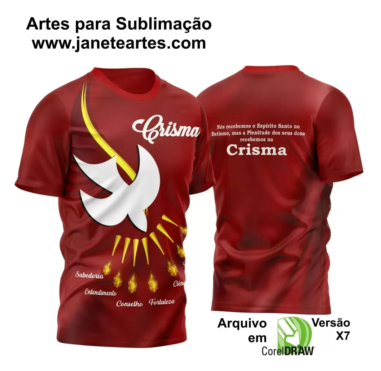 Arte Vetor Camisa Religião - Crisma | Modelo 07