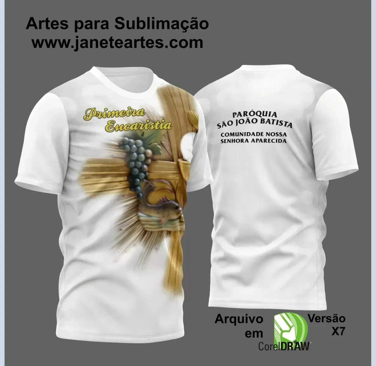 Arte Vetor Camisa Religião - Eucaristia | Modelo 04