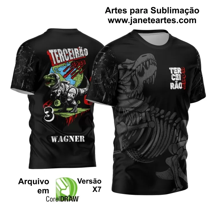 Arte Vetor Estampa Camisa Terceirão T-Rex 2024