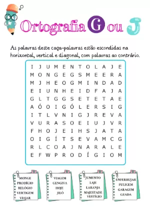 Jogo de Caça Palavras Para Imprimir Com Imagens. Material Didático