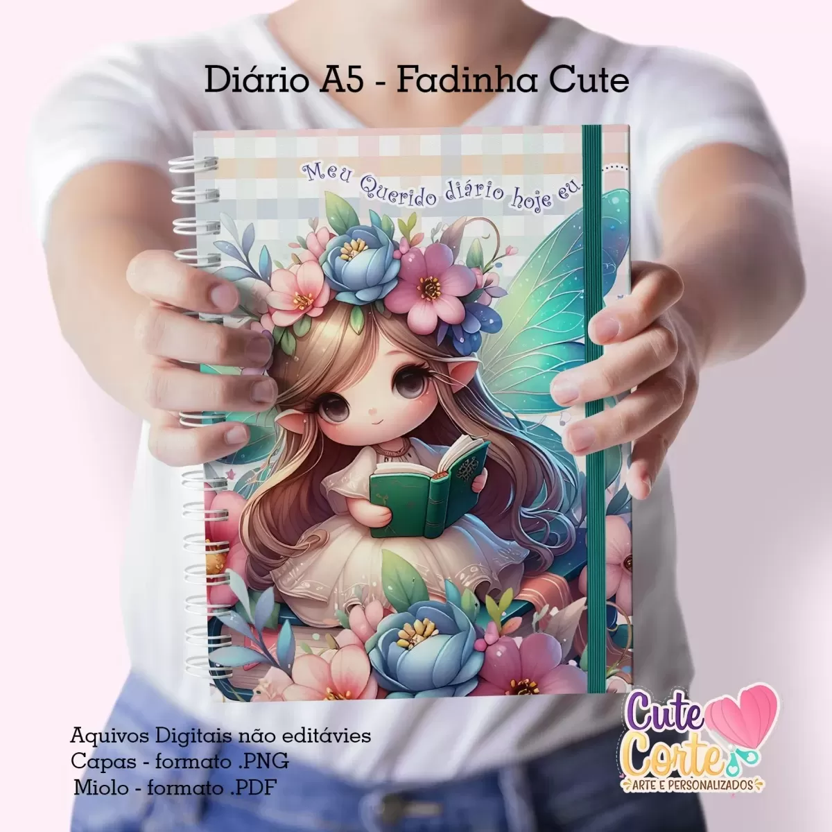 Diário A5 + To do List – Fadinha Cute – Cute Corte