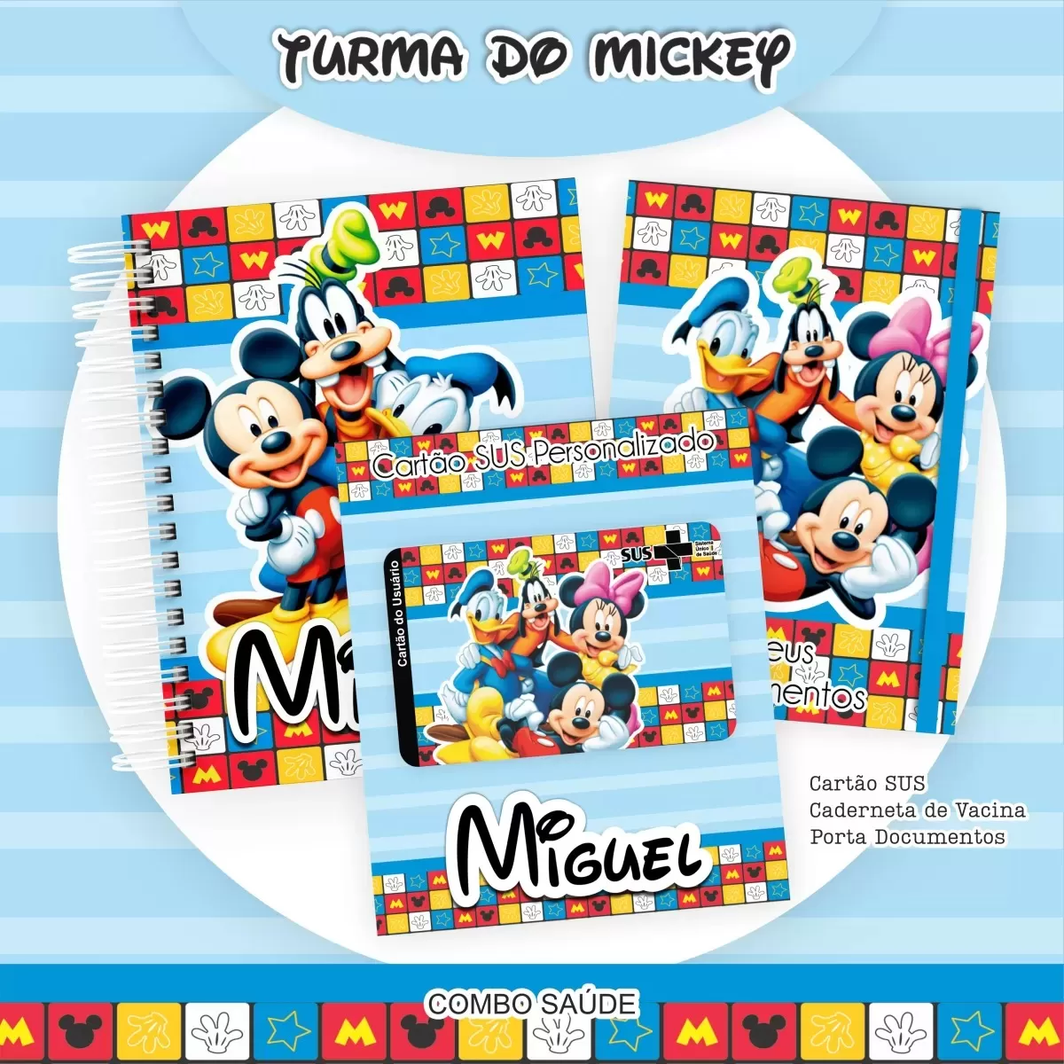 Kit Completo Turma do Mickey- Escolar | Saúde – Encadernação  2024 – Pamella Vieira