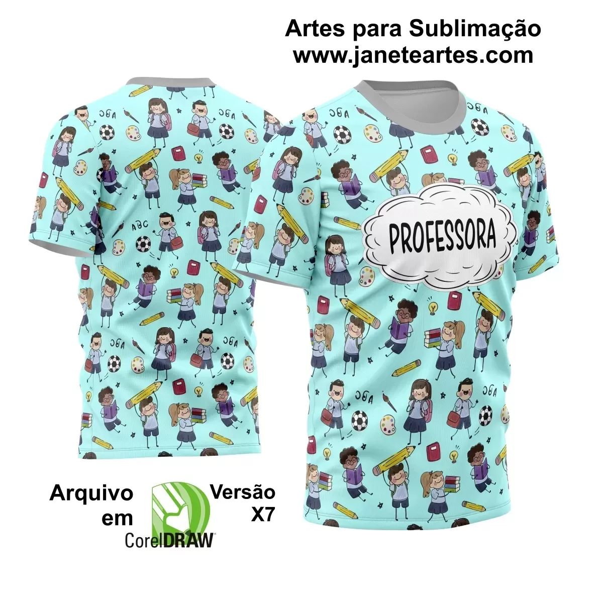 Nova Coleção de Estampas Vetoriais para Camisas de Professora 2024 - Modelo 03