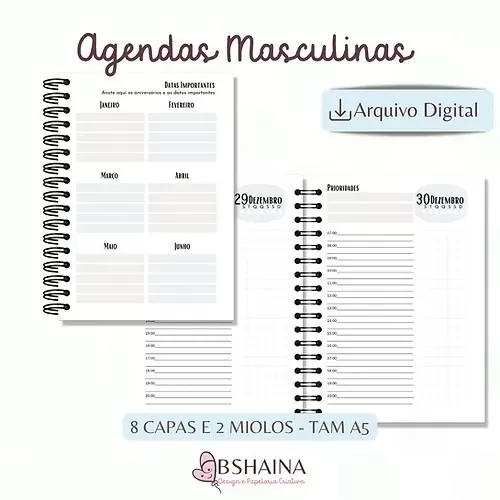 Arquivo Digital – Agendas Masculinas | Miolo Digital – Bia Shaina Design