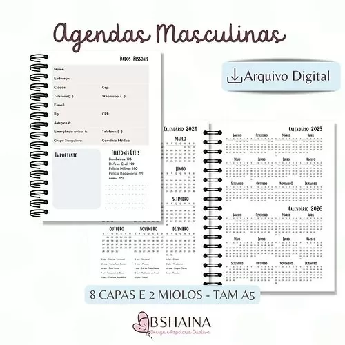 Arquivo Digital – Agendas Masculinas | Miolo Digital – Bia Shaina Design