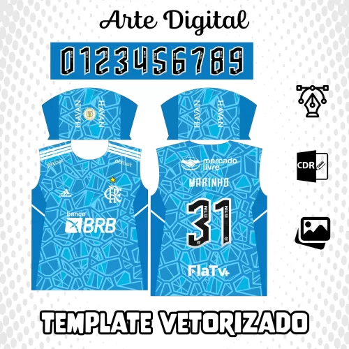 Arte Camisa Flamengo Titular - Goleiro 2022 2023 Azul