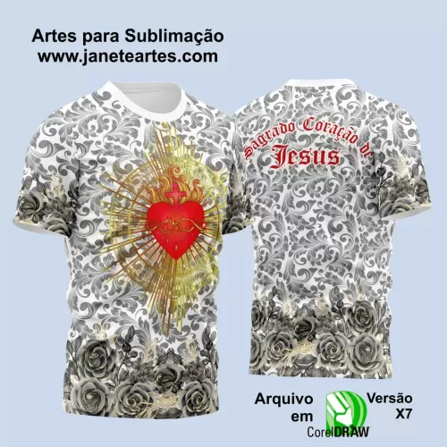 Arte Estampa Camisa 2024 - Sagrado Coração de Jesus 2024 - Religião Arte Estampa Camisa 2024 - Sagrado Coração de Jesus 2024 - Religião