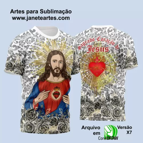 Arte Estampa Camisa 2024 - Sagrado Coração de Jesus 2024 - Religião Arte Estampa Camisa 2024 - Sagrado Coração de Jesus 2024 - Religião