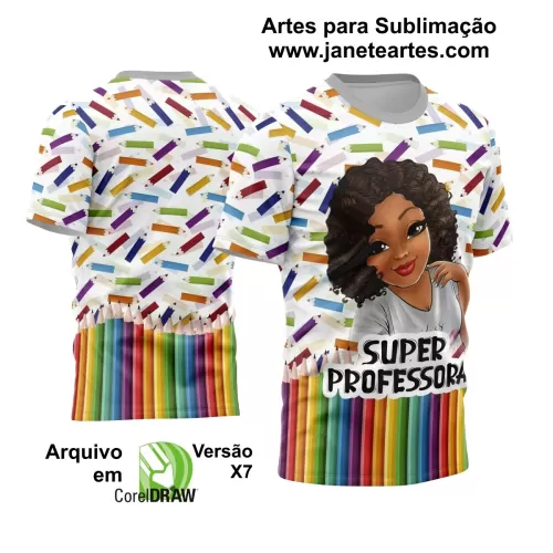 Arte Estampa Moderna para Camisas de Professoras - Coleção 2024 - Modelo 04