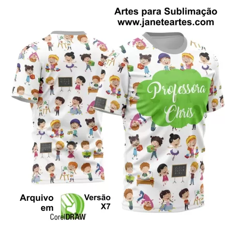 Arte Estampa Moderna para Camisas de Professoras - Coleção 2024 - Modelo 05