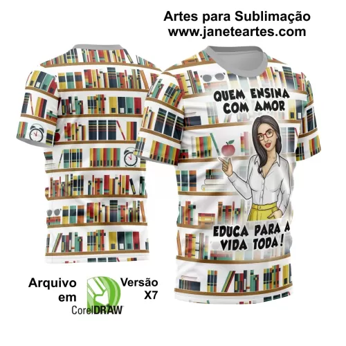 Arte Estampa Moderna para Camisas de Professoras - Coleção 2024 - Modelo 08