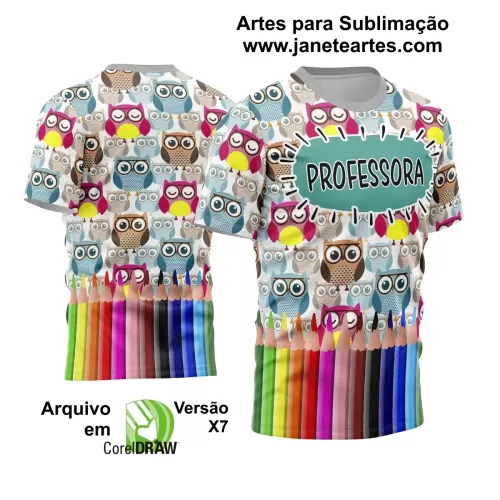 Arte Estampa Moderna para Camisas de Professoras - Coleção 2024 - Modelo 09