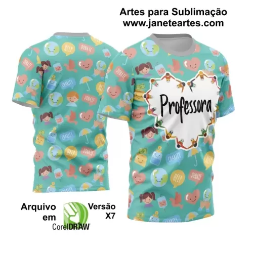 Arte Estampa Moderna para Camisas de Professoras - Coleção 2024 - Modelo 16