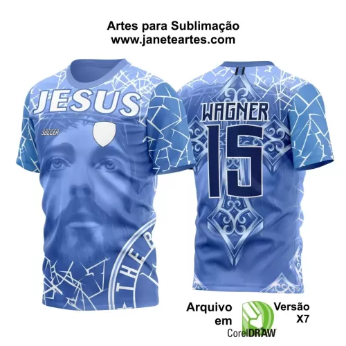 Arte Vetor Camisa Azul 2024 - Jesus Cristo - Time Amador 2024 - Religião Arte Vetor Camisa Azul 2024 - Jesus Cristo - Time Amador 2024 - Religião