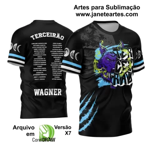 Arte Vetor Camisa Preta Terceirão 2024 Lobo  Azul