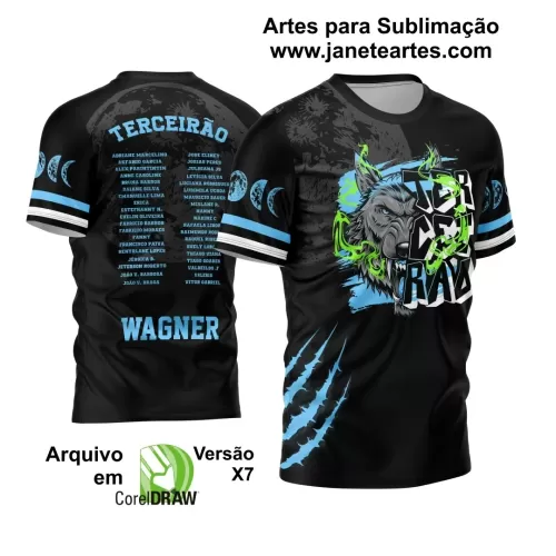 Arte Vetor Camisa Preta Terceirão 2024 Lobo Feroz