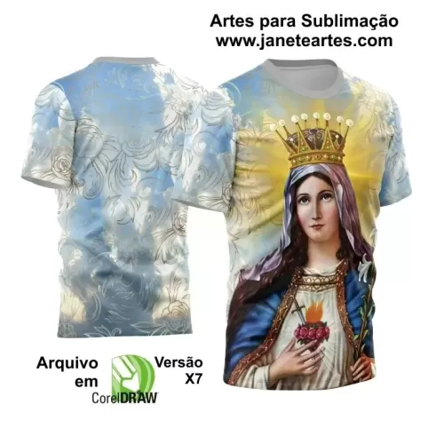 Arte Vetor Camisa Religião - Maria Mãe Rainha | Modelo 01