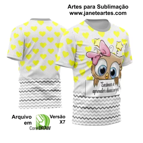 Arte Vetor Estampa Camisa Professora Coruja 2024 Modelo 02