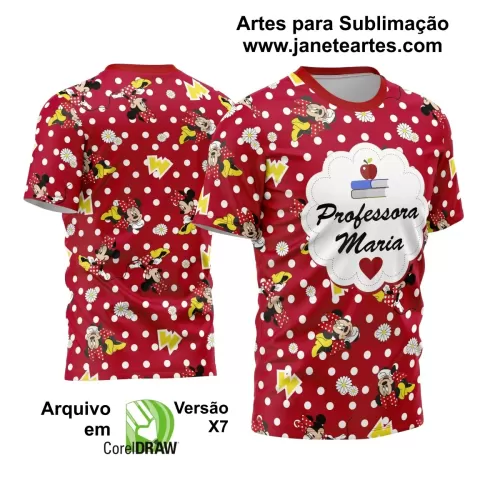 Arte Vetor Estampa Camisa Professora Minnie 2024 Modelo 01