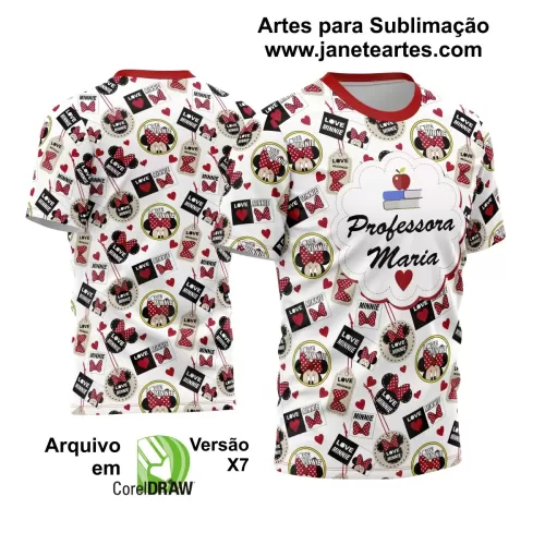 Arte Vetor Estampa Camisa Professora Minnie 2024 Modelo 02