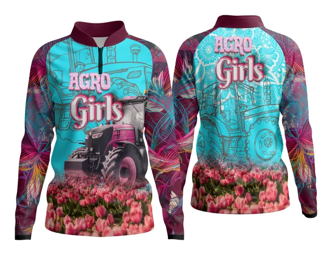 Camisa estampa grande mostrando tema AgroDivas com design moderno e vibrante para fãs do universo rural feminino