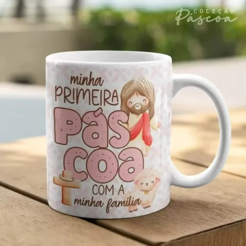 Artes Caneca Personalizada Páscoa Cristã V24 (Vintage)