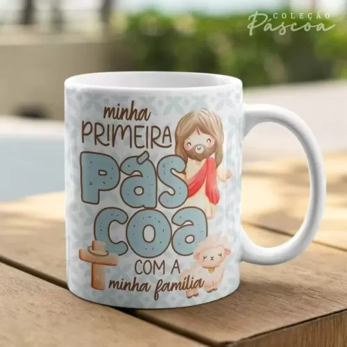 Artes Caneca Personalizada Páscoa Cristã V24 (Vintage)