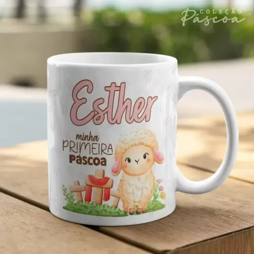 Artes Caneca Personalizada Páscoa Cristã V24 (Vintage)