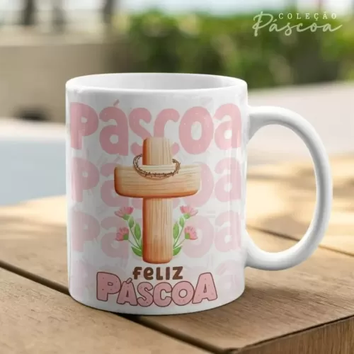 Artes Caneca Personalizada Páscoa Cristã V24 (Vintage)