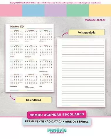 COMBO AGENDA ESCOLAR 2024 (Mascute)