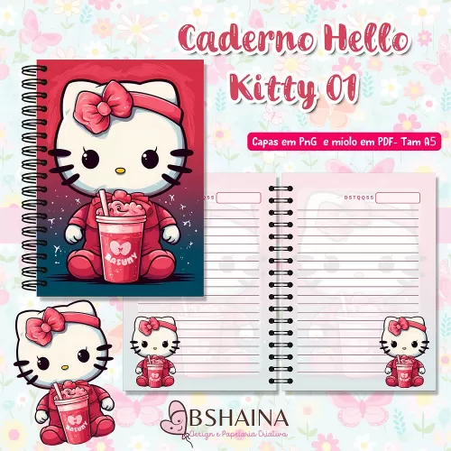 Caderno Hello Gatinha (Bia Shaina)