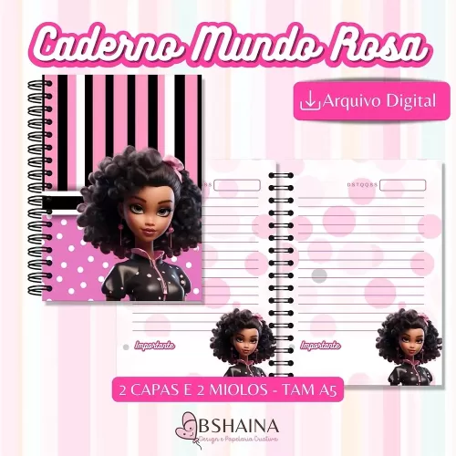 Caderno Mundo Rosa A5 (Bia Shaina)