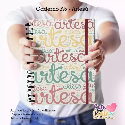 Caderno Pautado A5 – Artesã ( 3 Capas / 1 miolo)- Cute Corte