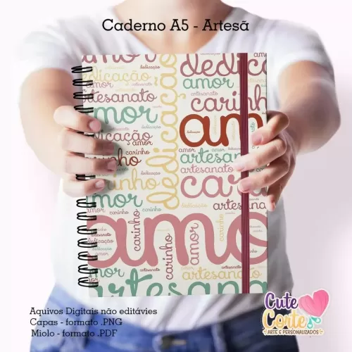 Caderno Pautado A5 – Artesã ( 3 Capas / 1 miolo)- Cute Corte