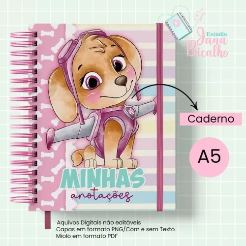 Caderno Pautado A5 Patrulha Canina Candy Menina – Jana