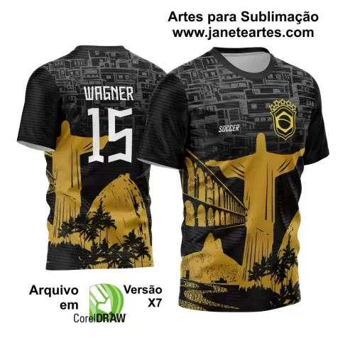 Camisa Brasil Cristo Redentor - Arte Vetor Estampa Template 2024 - 2025 Modelo 03