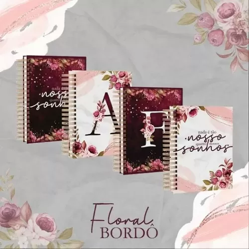 Capas Alfabeto Floral Bordô