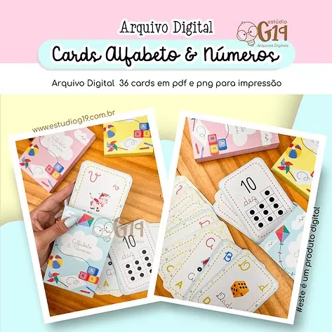 Cards com caixa – Alfabeto & Números (Estúdio G19)