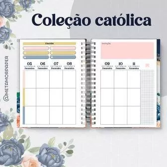 Coleção Católica Agenda  2024 - Planner - Blocos - Calendários - Metamorpaper