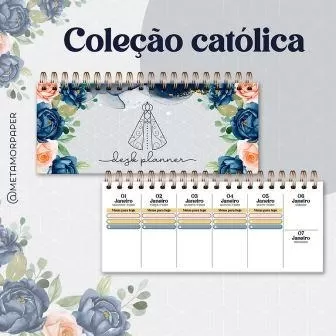 Coleção Católica Agenda  2024 - Planner - Blocos - Calendários - Metamorpaper