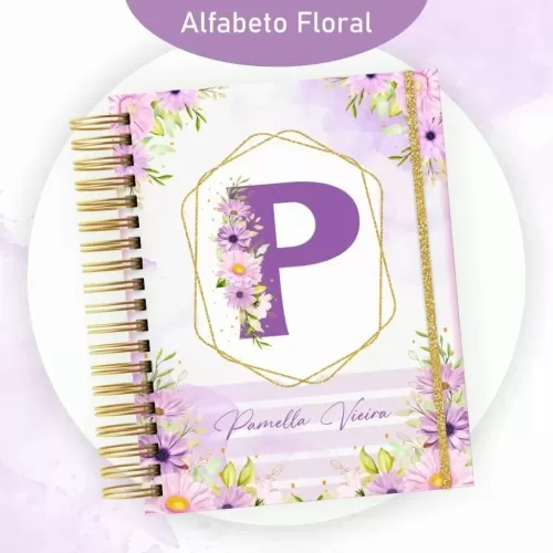 Combo Alfabeto Floral Lilás – Encadernação 2024 (Pamella Vieira)