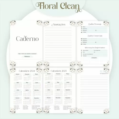 Combo Floral Agendas 2024 (Pamella Vieira)