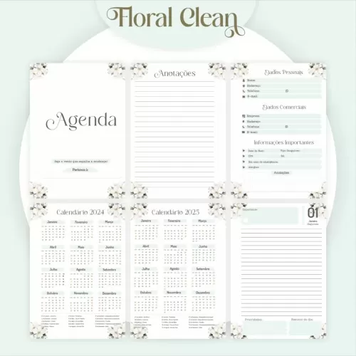 Combo Floral Agendas 2024 (Pamella Vieira)