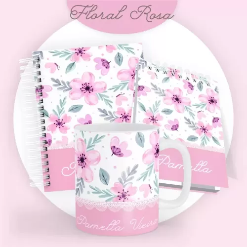 Combo Floral Agendas Rosa 2024 (Pamella Vieira)
