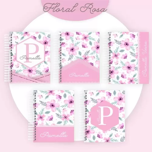 Combo Floral Agendas Rosa 2024 (Pamella Vieira)
