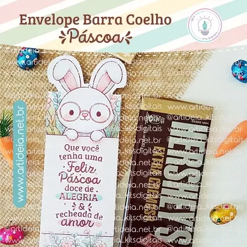Envelope Barra de Chocolate Coelho  Cordeiro (Art Ideia)