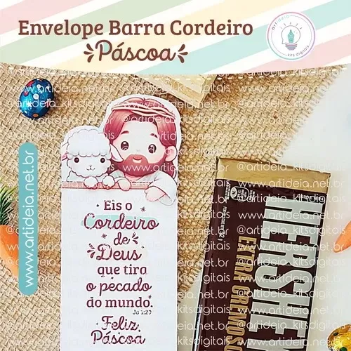 Envelope Barra de Chocolate Coelho  Cordeiro (Art Ideia)
